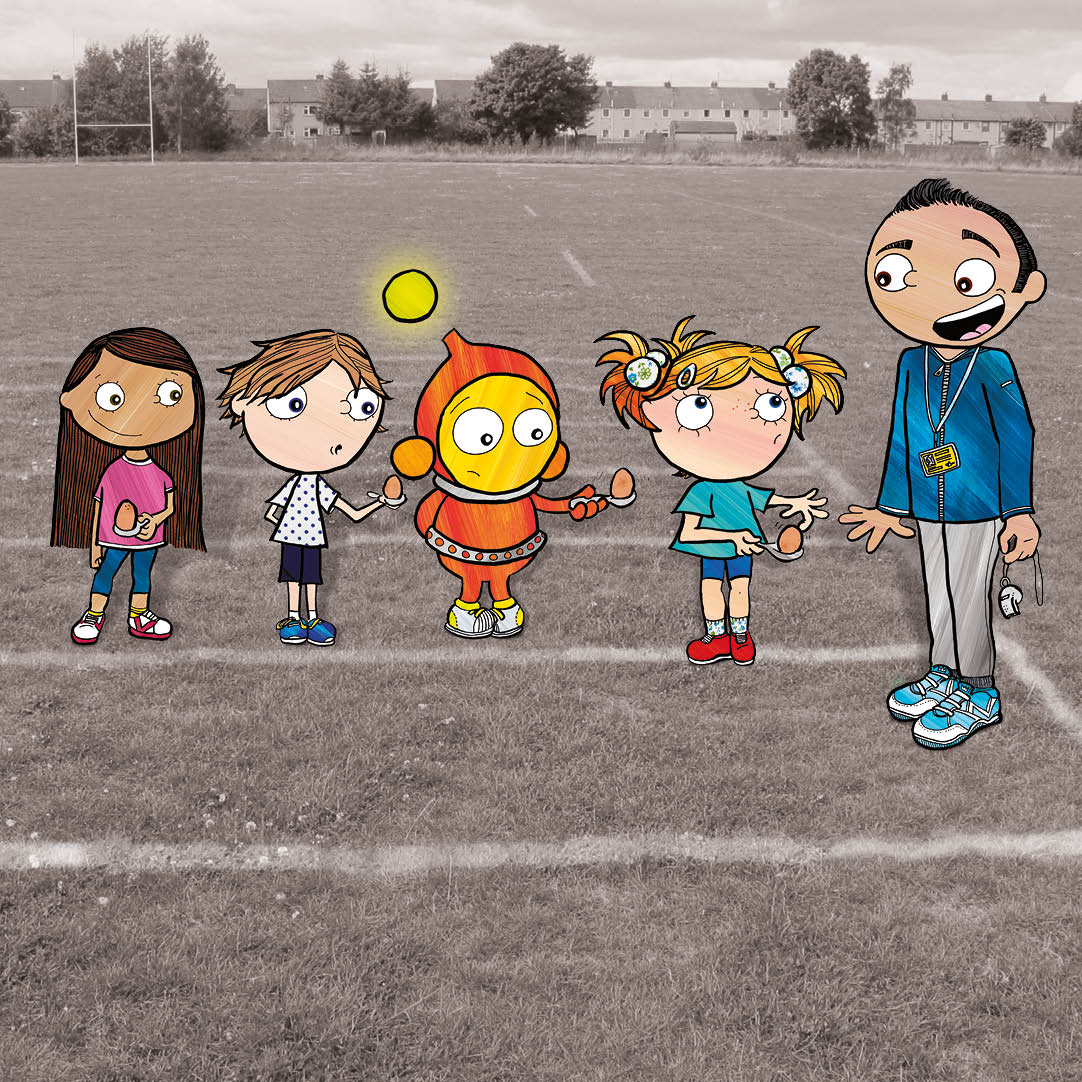 Maggie, Ziggy, Frankie and Jasmine lined up to start the egg and spoon race with Mr Presley ready to blow his whistle